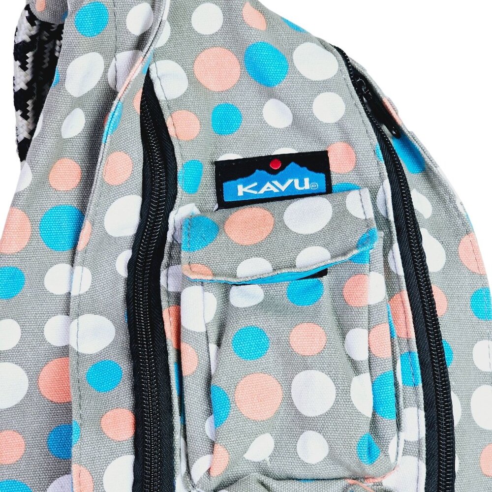 Kavu Rope Sling Bag with Polka Dot Pattern, Multi Pocket, EUC - Picture 2 of 6